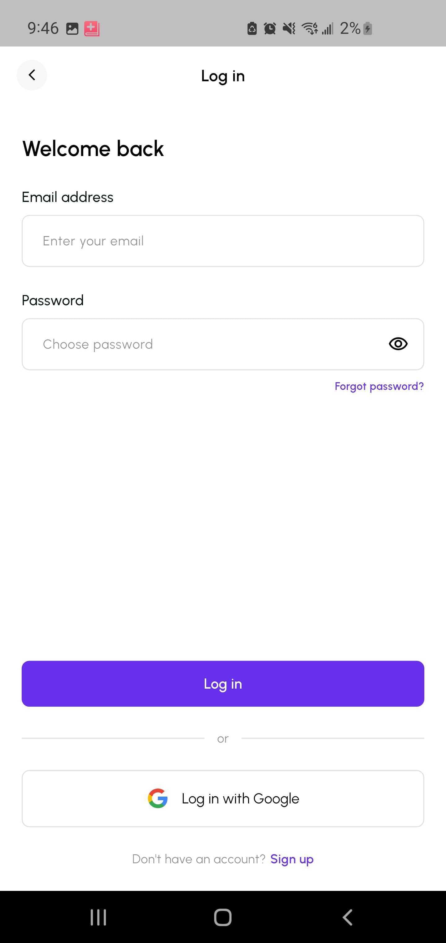 Sellantra login screen