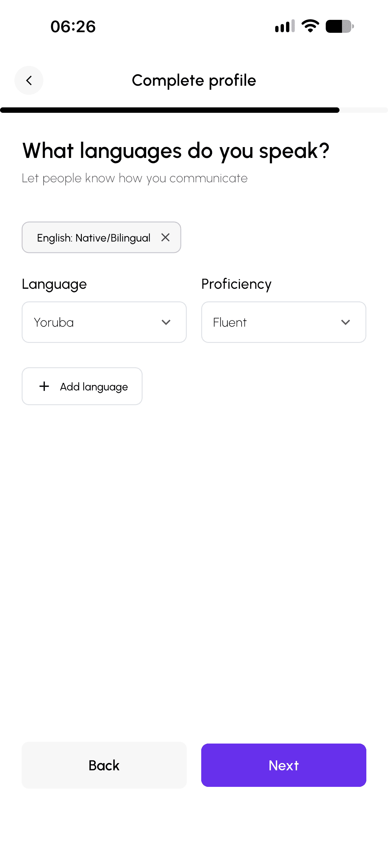 Freelancer profile creation step 4