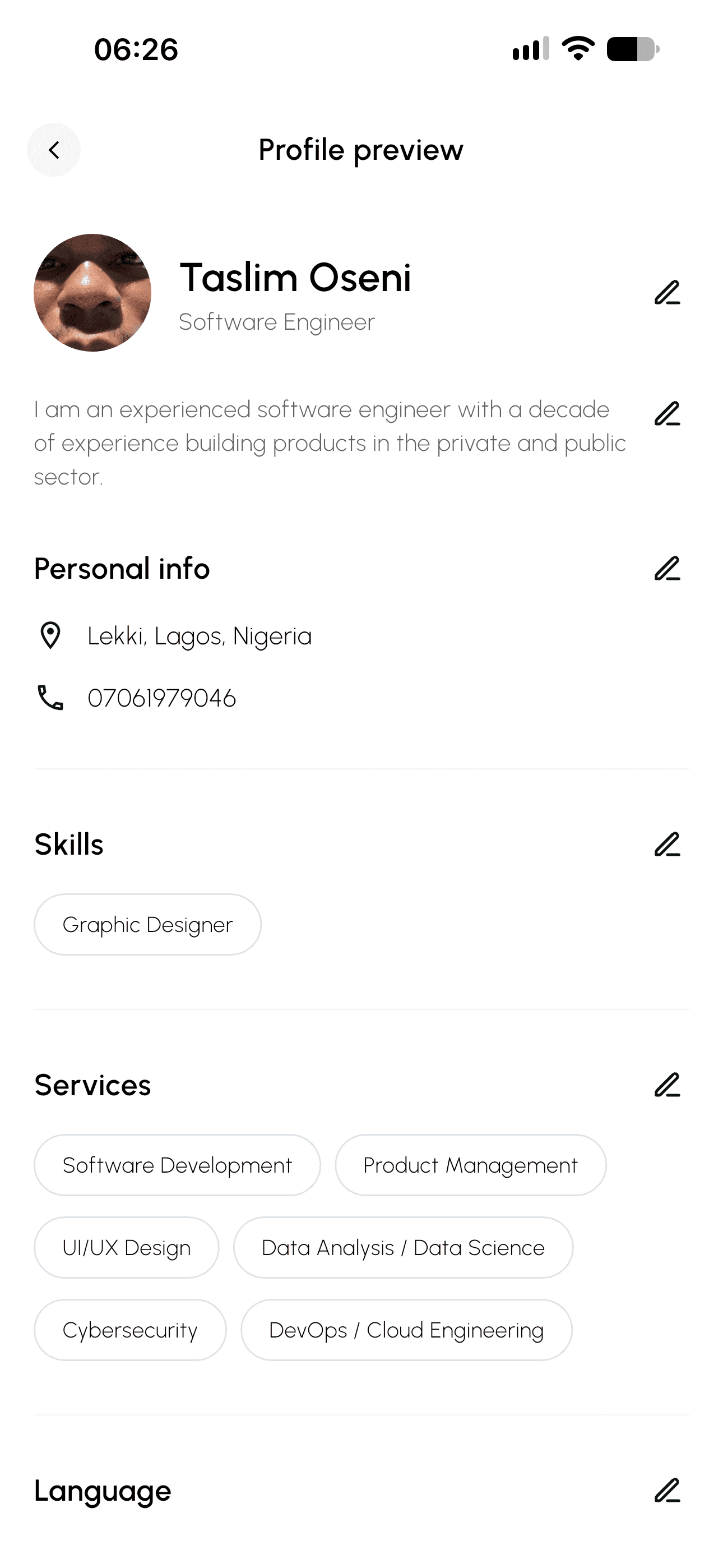 Freelancer profile creation step 5