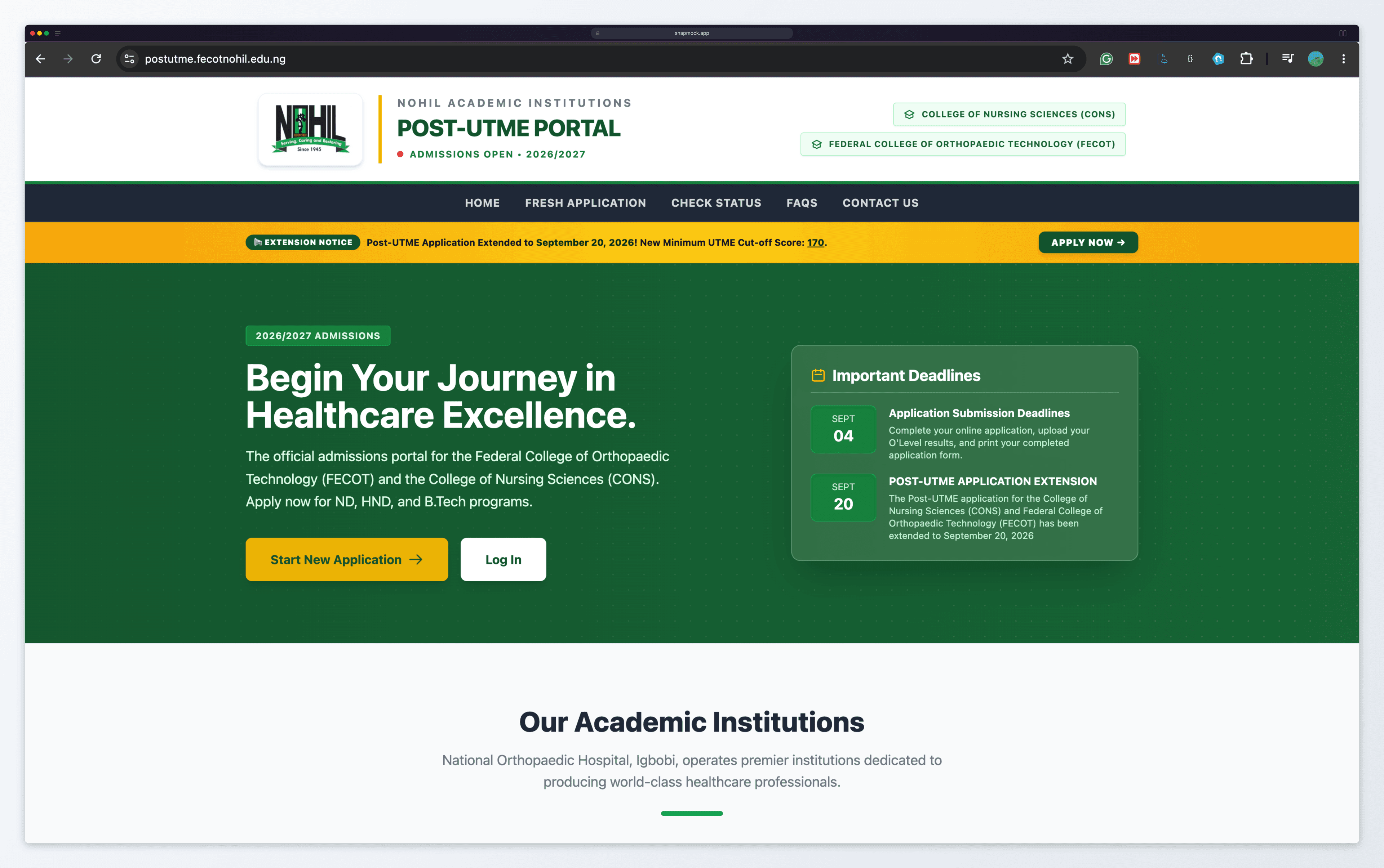 NOHIL Post-UTME Portal